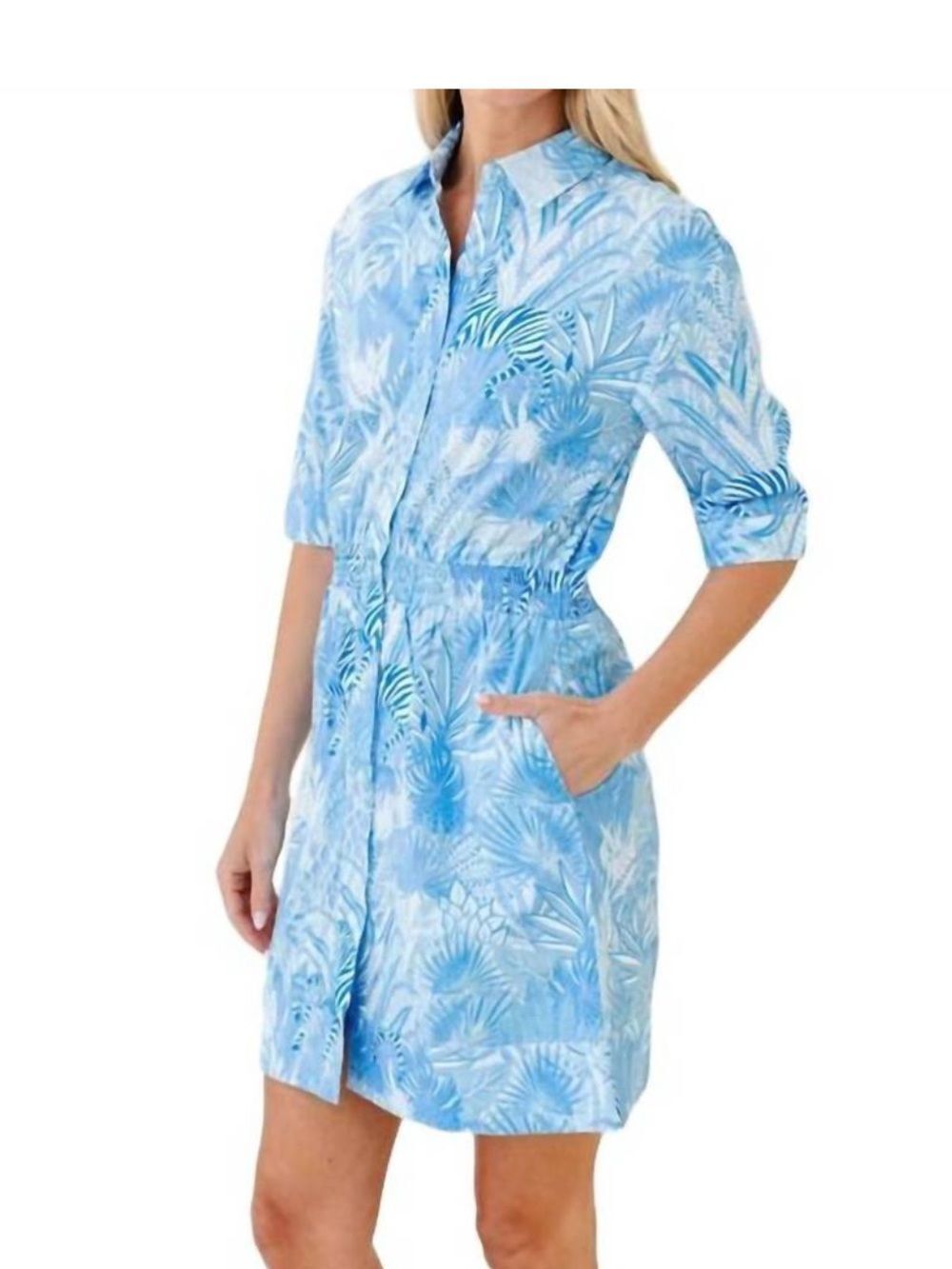 NEW SHERIDAN FRENCH parker dress in french blue zebra soiree
